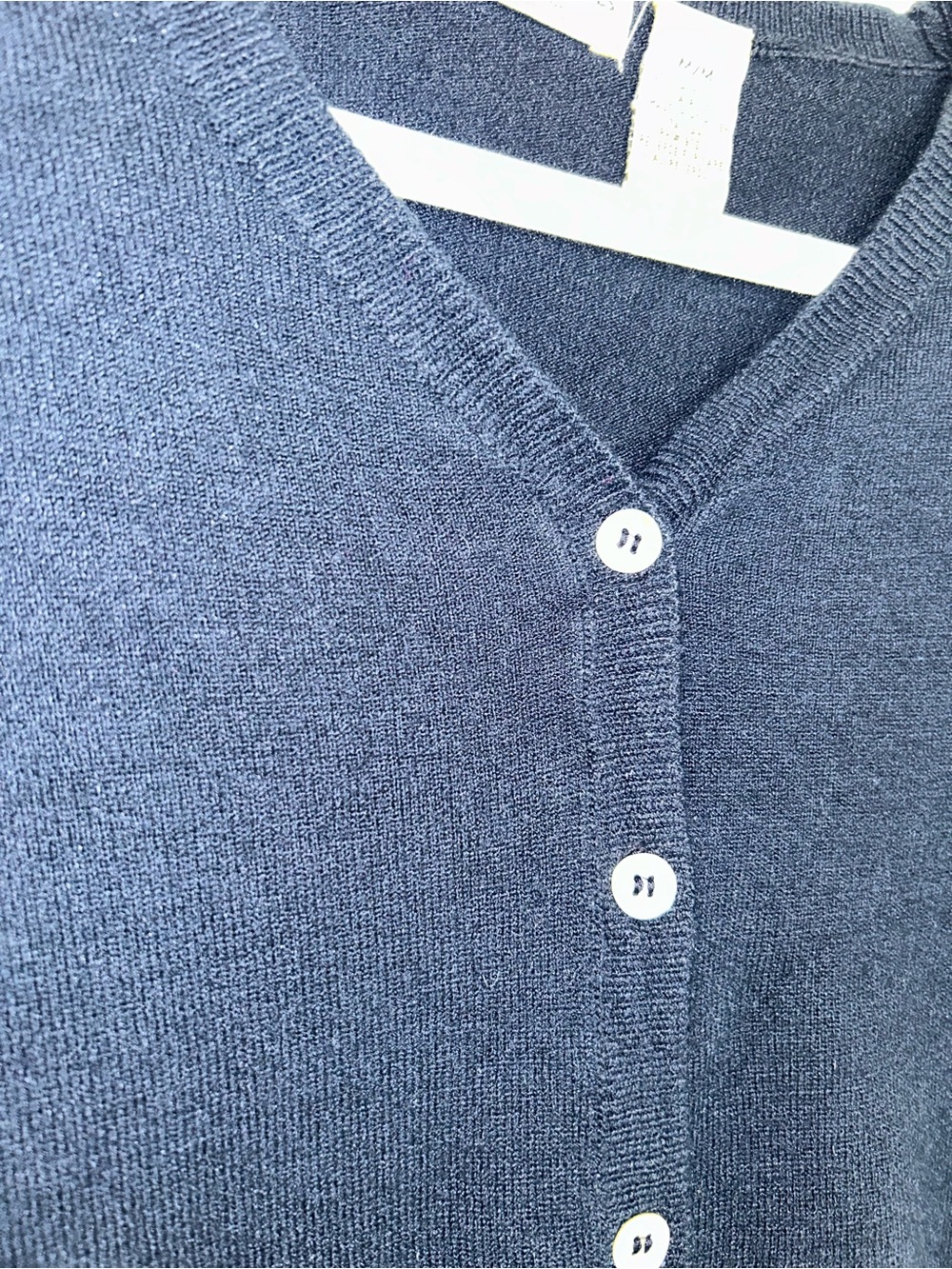 Stephanie Rogers Dark Blue V-Neck Button Down Cardigan, Size Medium. - Picture 4 of 5